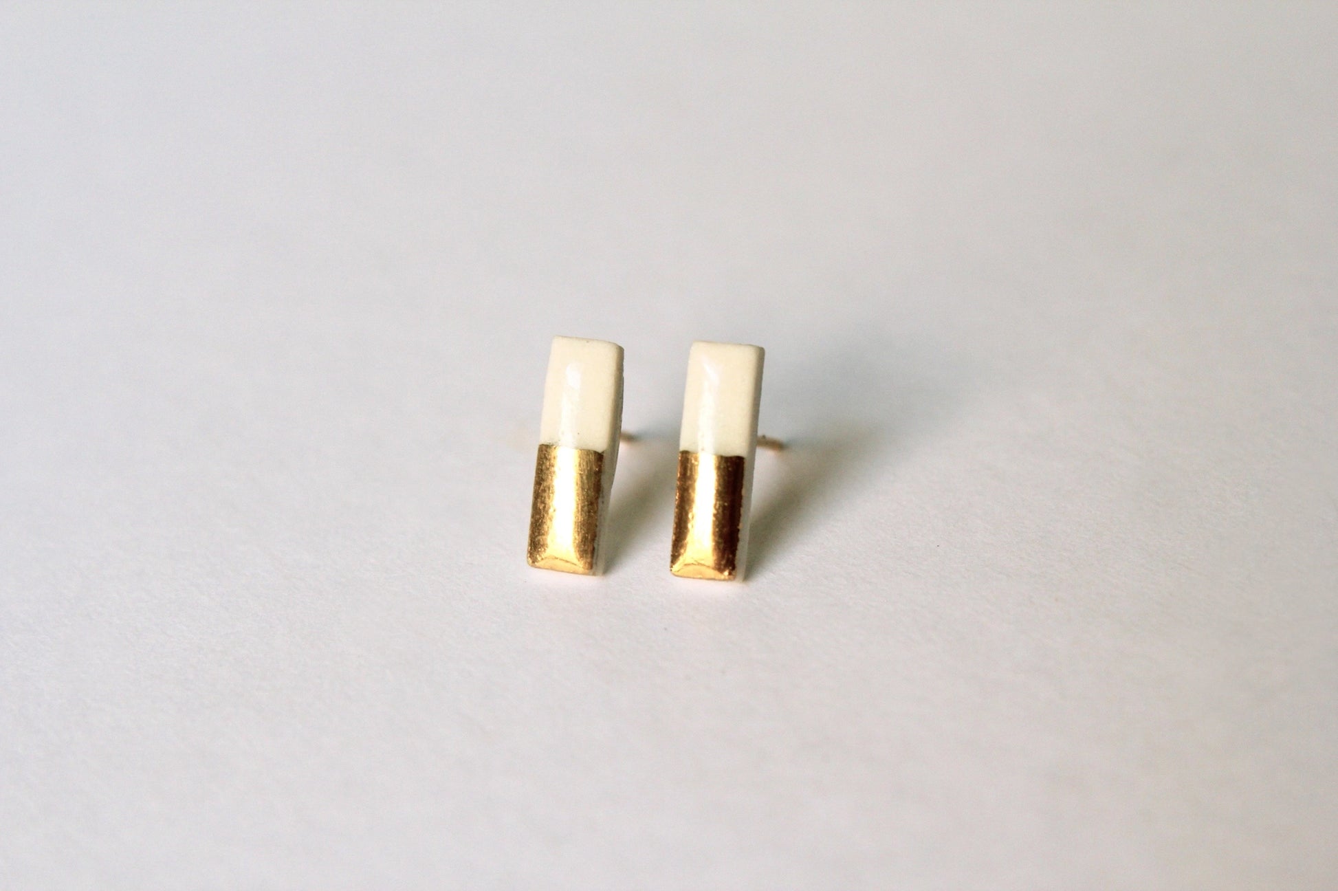 Gold Dipped Bar Earrings-Emerald Aurora