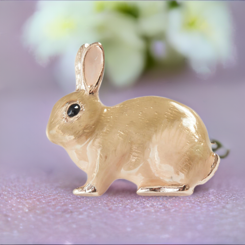 Rabbit Brooch - Emerald Aurora