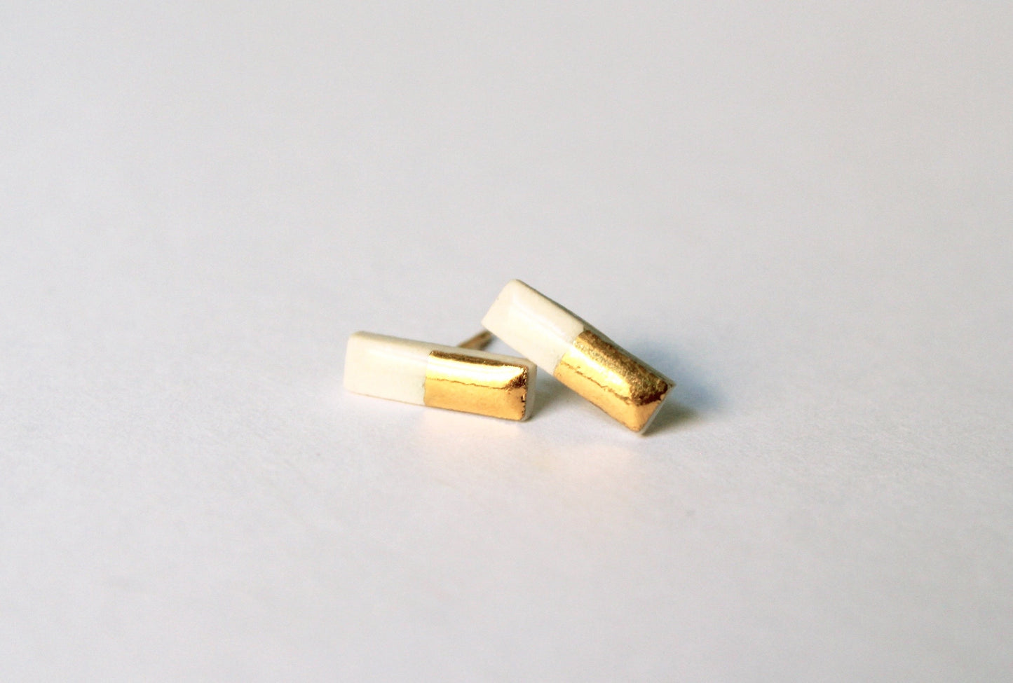 Gold Dipped Bar Earrings-Emerald Aurora